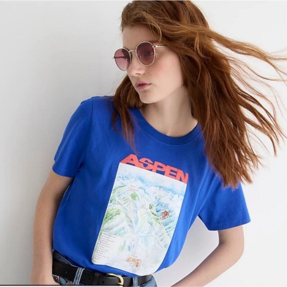 NWT J.Crew Aspen Ski Broken-in Jersey T-shirt Skiing Size XS